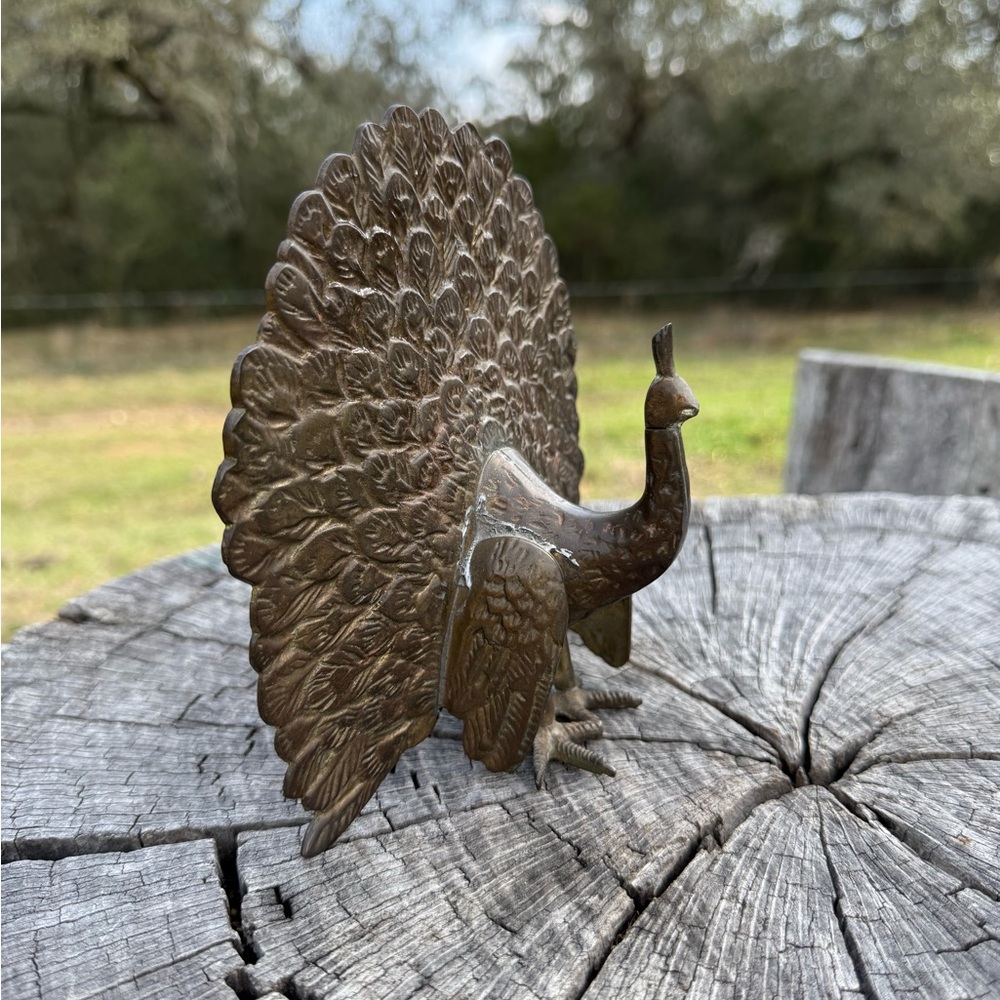 Brass Peacock Sculpture - Picture 2 of 6